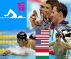 Yüzme Erkekler 200 metre bireysel karışık, Michael Phelps, Ryan Lochte (ABD) ve László Cseh (Macaristan) - Londra 2012-